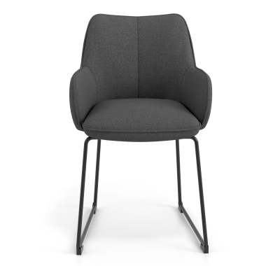 chaise visiteur anthracite structure pietement luge tissu accoudoirs rembourres 4