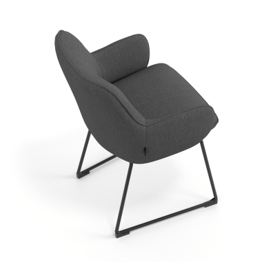 chaise visiteur anthracite structure pietement luge tissu accoudoirs rembourres 7