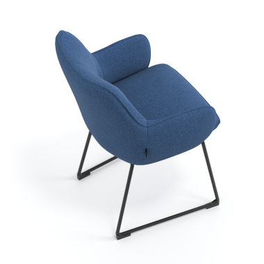 chaise visiteur bleu structure pietement luge tissu accoudoirs rembourres 7
