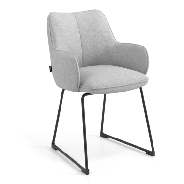 chaise visiteur gris structure pietement luge tissu accoudoirs rembourres 1