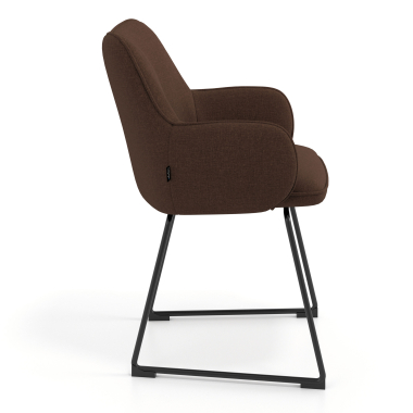 chaise visiteur marron structure pietement luge tissu accoudoirs rembourres 3