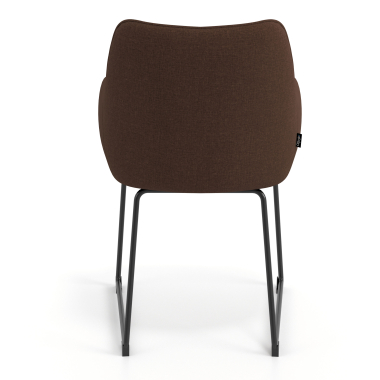 chaise visiteur marron structure pietement luge tissu accoudoirs rembourres 6