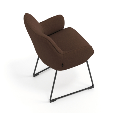 chaise visiteur marron structure pietement luge tissu accoudoirs rembourres 7