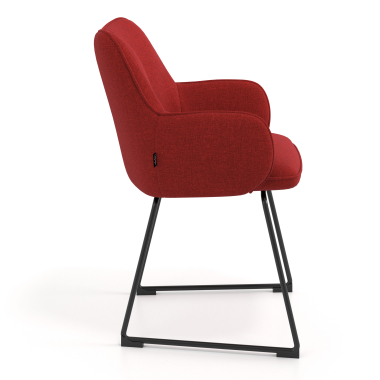 chaise visiteur rouge structure pietement luge tissu accoudoirs rembourres 3