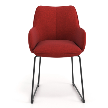 chaise visiteur rouge structure pietement luge tissu accoudoirs rembourres 4