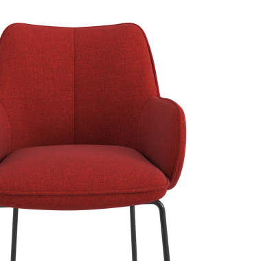 chaise visiteur rouge structure pietement luge tissu accoudoirs rembourres 5