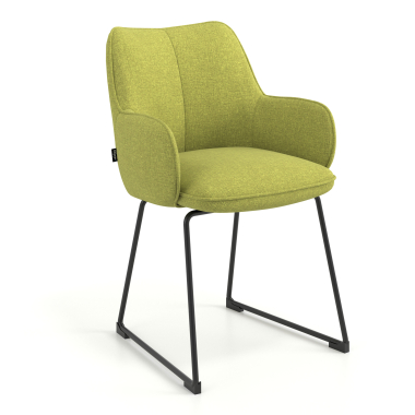 chaise visiteur vert structure pietement luge tissu accoudoirs rembourres 1