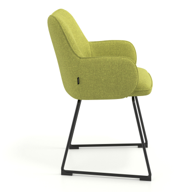 chaise visiteur vert structure pietement luge tissu accoudoirs rembourres 3
