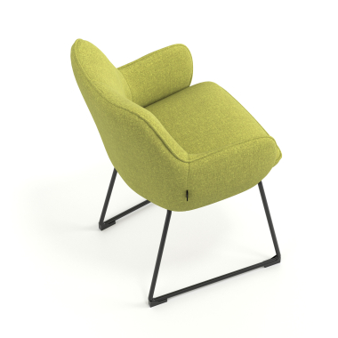chaise visiteur vert structure pietement luge tissu accoudoirs rembourres 7