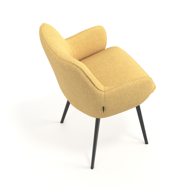 chaise visiteur jaune 4 pattes tissu accoudoirs rembourres 7