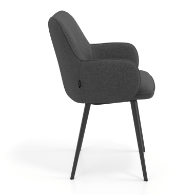 chaise visiteur noir anthracite 4 pattes tissu accoudoirs rembourres 3