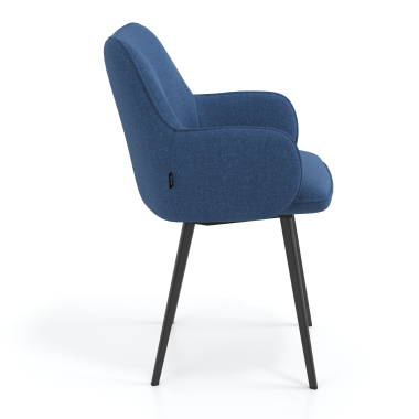 chaise visiteur noir bleu 4 pattes tissu accoudoirs rembourres 3