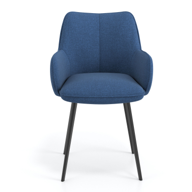 chaise visiteur noir bleu 4 pattes tissu accoudoirs rembourres 4