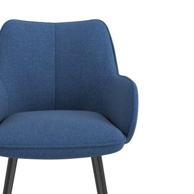 chaise visiteur noir bleu 4 pattes tissu accoudoirs rembourres 5