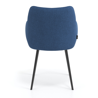 chaise visiteur noir bleu 4 pattes tissu accoudoirs rembourres 6