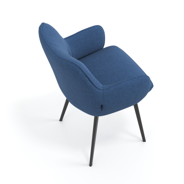 chaise visiteur noir bleu 4 pattes tissu accoudoirs rembourres 7