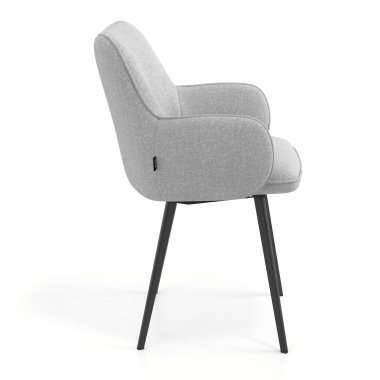chaise visiteur noir gris 4 pattes tissu accoudoirs rembourres 3