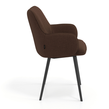 chaise visiteur noir marron 4 pattes tissu accoudoirs rembourres 3