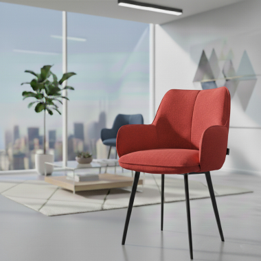 chaise visiteur noir rouge 4 pattes tissu accoudoirs rembourres 2