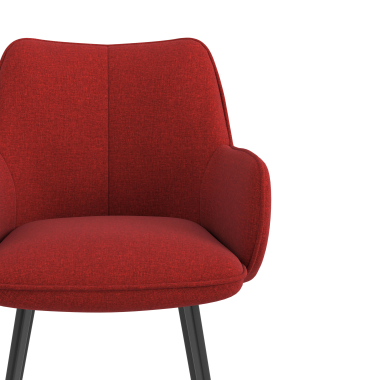 chaise visiteur noir rouge 4 pattes tissu accoudoirs rembourres 5