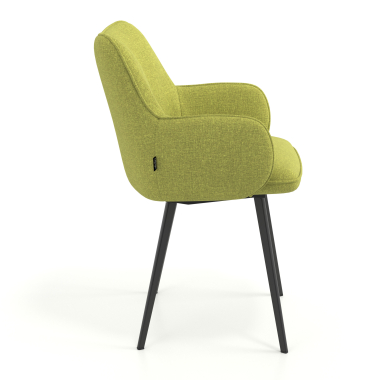 chaise visiteur noir vert 4 pattes tissu accoudoirs rembourres 3
