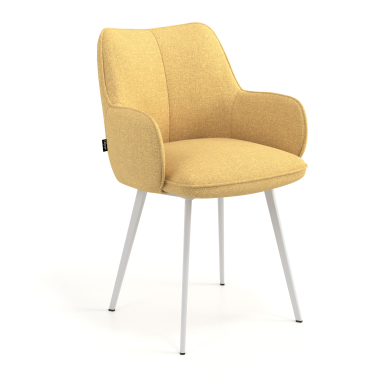 chaise visiteur blanc jaune 4 pattes tissu accoudoirs rembourres 1
