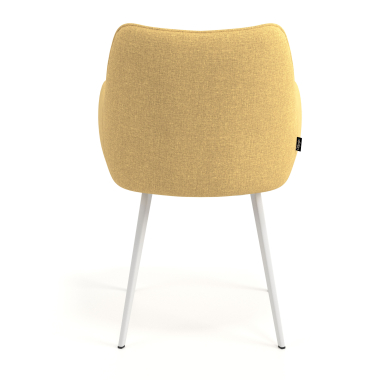 chaise visiteur blanc jaune 4 pattes tissu accoudoirs rembourres 6