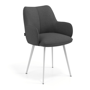 chaise visiteur blanc anthracite 4 pattes tissu accoudoirs rembourres 1