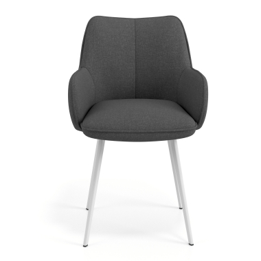 chaise visiteur blanc anthracite 4 pattes tissu accoudoirs rembourres 4
