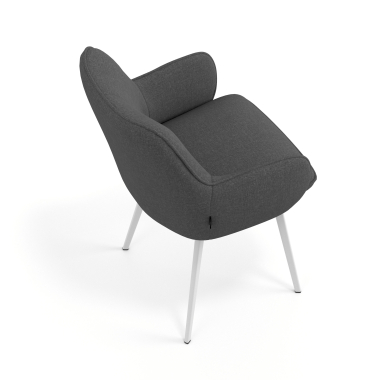 chaise visiteur blanc anthracite 4 pattes tissu accoudoirs rembourres 7