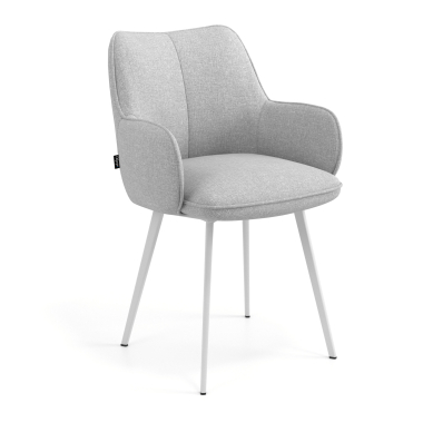 chaise visiteur blanc gris 4 pattes tissu accoudoirs rembourres 1