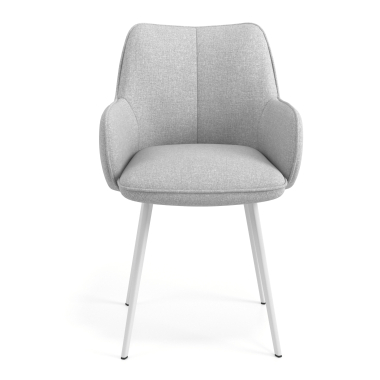 chaise visiteur blanc gris 4 pattes tissu accoudoirs rembourres 4