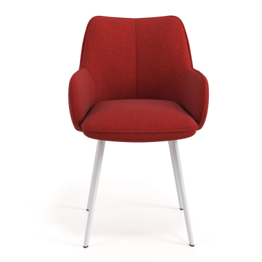 chaise visiteur blanc rouge 4 pattes tissu accoudoirs rembourres 4