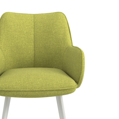 chaise visiteur blanc vert 4 pattes tissu accoudoirs rembourres 5