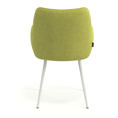 chaise visiteur blanc vert 4 pattes tissu accoudoirs rembourres 6