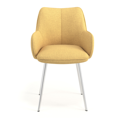 chaise visiteur chromee jaune 4 pattes tissu accoudoirs rembourres 4