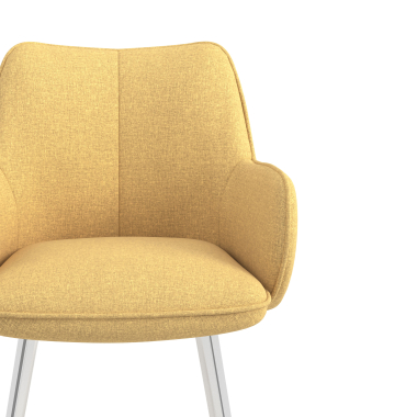 chaise visiteur chromee jaune 4 pattes tissu accoudoirs rembourres 5