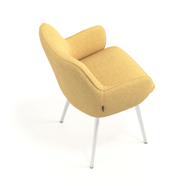 chaise visiteur chromee jaune 4 pattes tissu accoudoirs rembourres 7