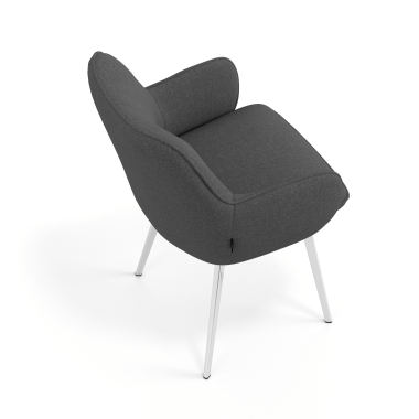 chaise visiteur chromee anthracite 4 pattes tissu accoudoirs rembourres 7
