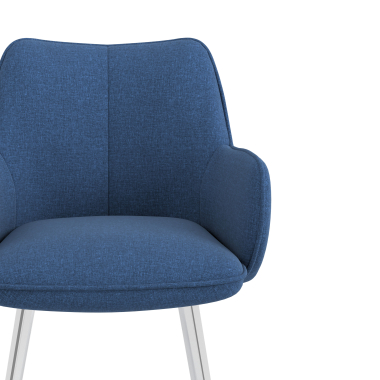 chaise visiteur chromee bleu 4 pattes tissu accoudoirs rembourres 5