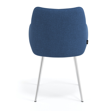 chaise visiteur chromee bleu 4 pattes tissu accoudoirs rembourres 6