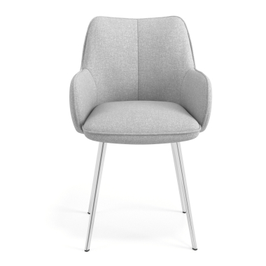 chaise visiteur chromee gris 4 pattes tissu accoudoirs rembourres 4