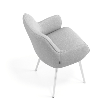 chaise visiteur chromee gris 4 pattes tissu accoudoirs rembourres 7