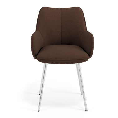 chaise visiteur chromee marron 4 pattes tissu accoudoirs rembourres 4