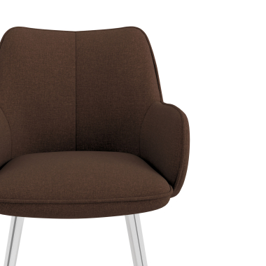 chaise visiteur chromee marron 4 pattes tissu accoudoirs rembourres 5