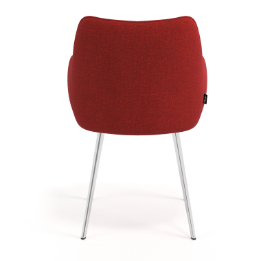 chaise visiteur chromee rouge 4 pattes tissu accoudoirs rembourres 6