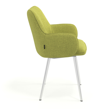 chaise visiteur chromee vert 4 pattes tissu accoudoirs rembourres 3