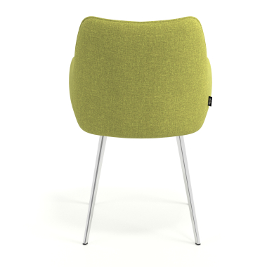 chaise visiteur chromee vert 4 pattes tissu accoudoirs rembourres 6