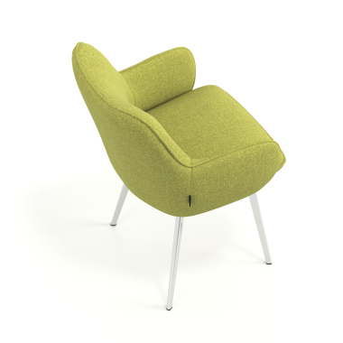 chaise visiteur chromee vert 4 pattes tissu accoudoirs rembourres 7