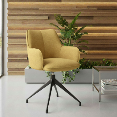 chaise de reunion noir jaune pivotante tissu accoudoirs rembourres 2
